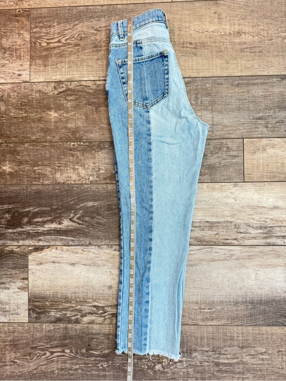 PacSun Panelled Two-Tone Light and Medium Blue High-Rise Jeans - Picture 9 of 9